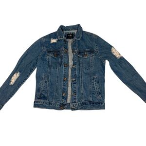 Ripped Jean Jacket (Dark Blue)